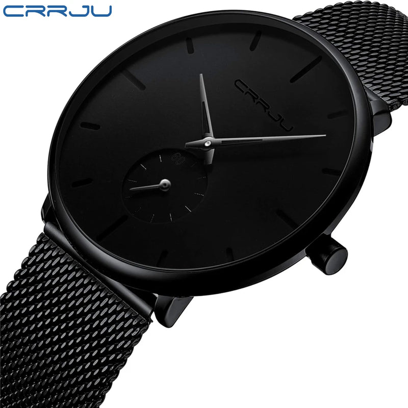 Ultra Thin Creative Black Stainless steel Quartz Watches Men Simple Fashion Business Japan Wristwatch Clock Male Relogios