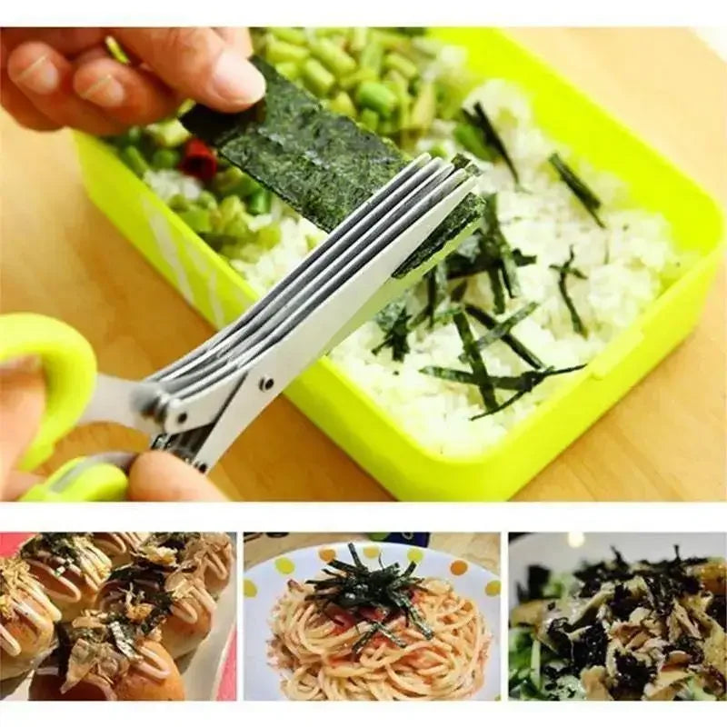 Kitchen multifunctional stainless steel three-layer/five-layer green onion scissors and seaweed chopping scissors