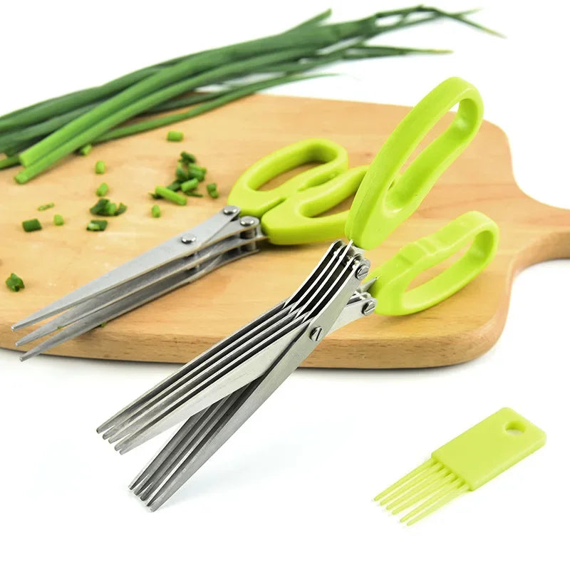 Kitchen multifunctional stainless steel three-layer/five-layer green onion scissors and seaweed chopping scissors